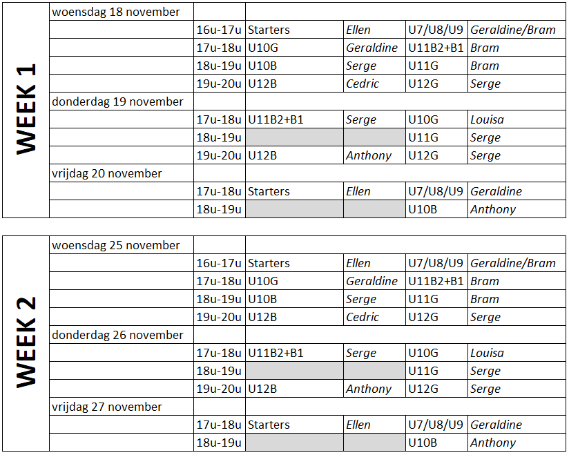 wintertrainingen week 1 2